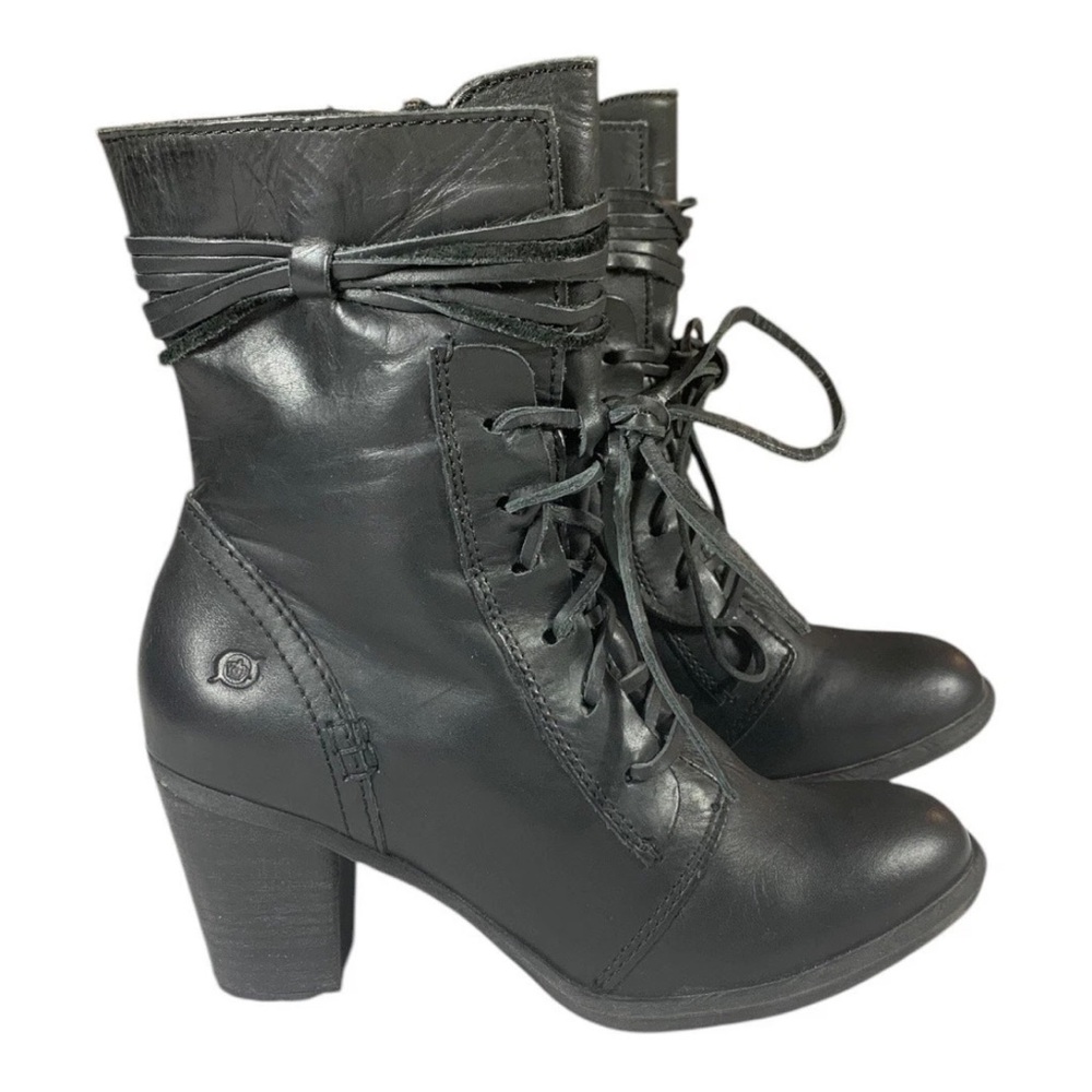 Born Black Victorian Vintage Leather Laced Boots